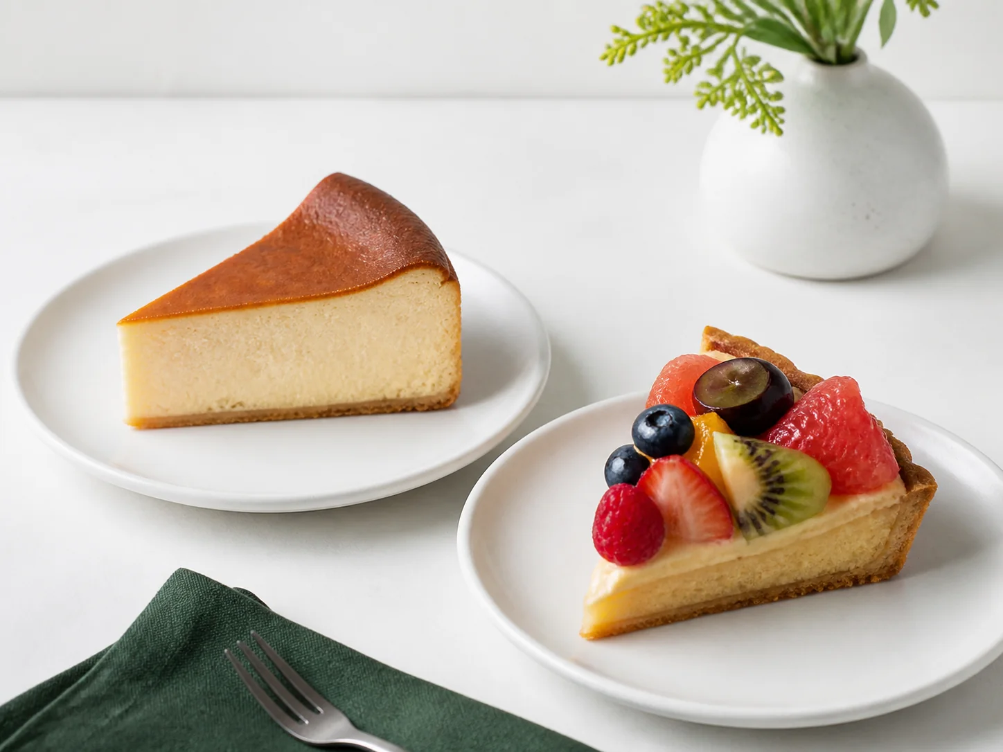 ベイクドチーズケーキと季節のフルーツタルト